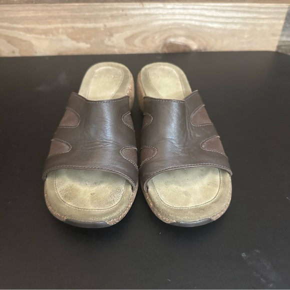 Merrell Sundial Slide Wedge Heel Sandals Fudge Brown Women's 8 Leather Slip-On - Picture 6 of 10